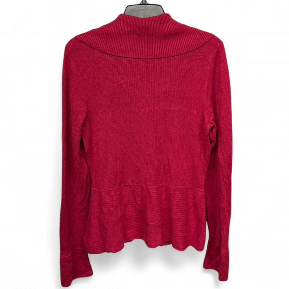White House Black Market Cowl Neck Peplum Sweater - Raspberry Red - Size Large - Picture 5 of 9